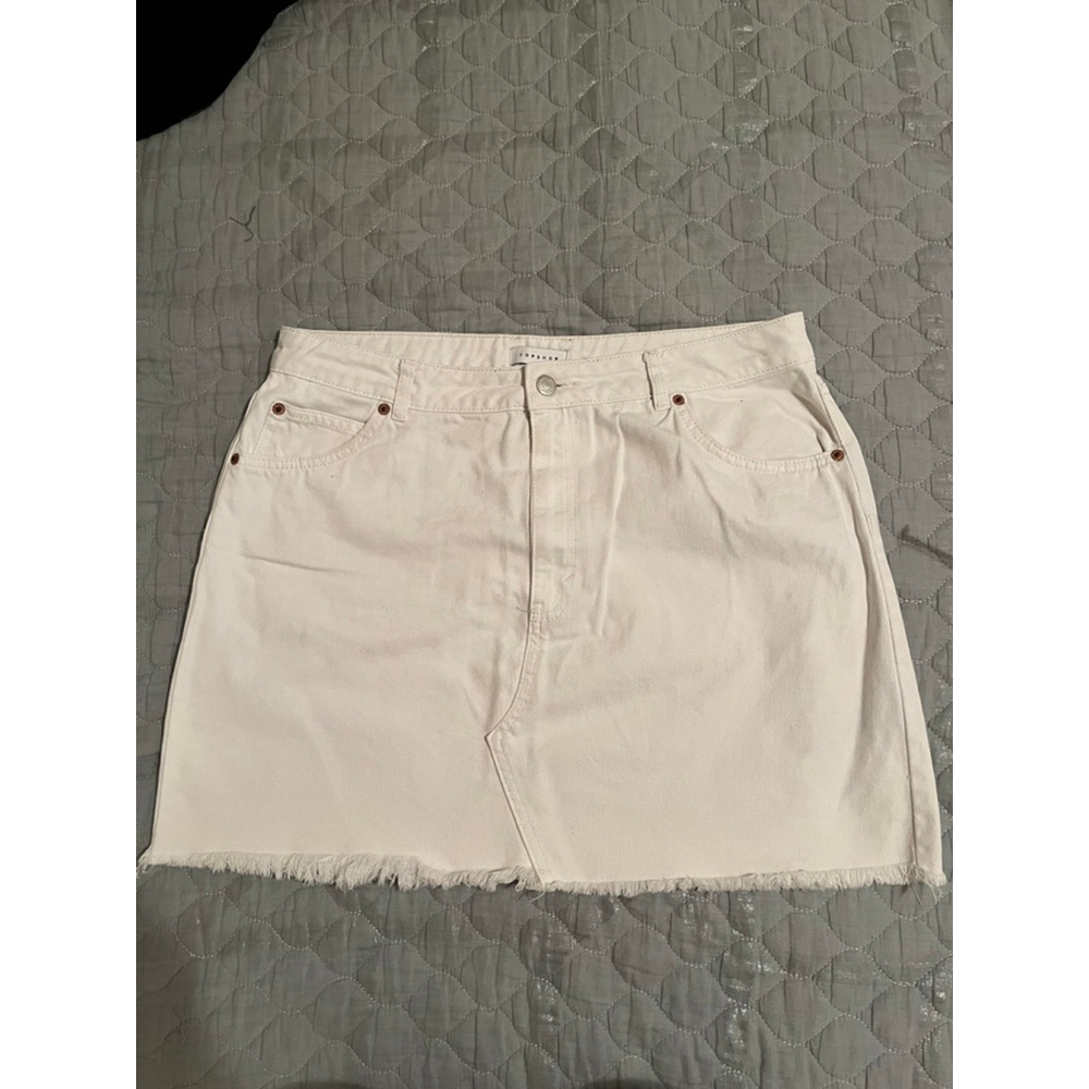 TOPSHOP~ WHITE JEAN MINI SKIRT~100% COTTON~12